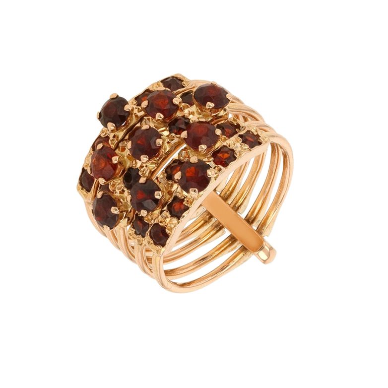 Bague vintage grenats 1.49 carat 5 anneaux or jaune 6.75g Comme neuf -  reconditionné disponible sur Gemme Les Bijoux